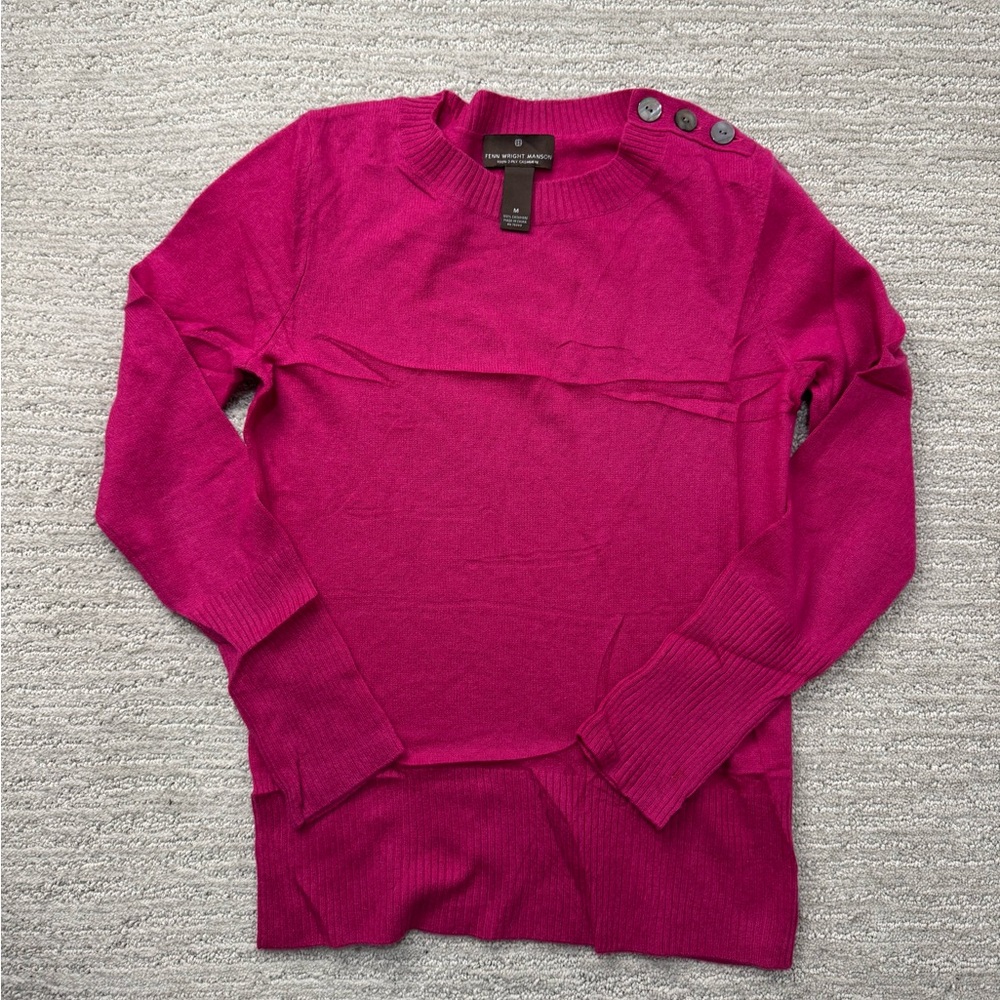Fenn Wright Manson Fuchsia 100% Cashmere Sweater with Button Detail